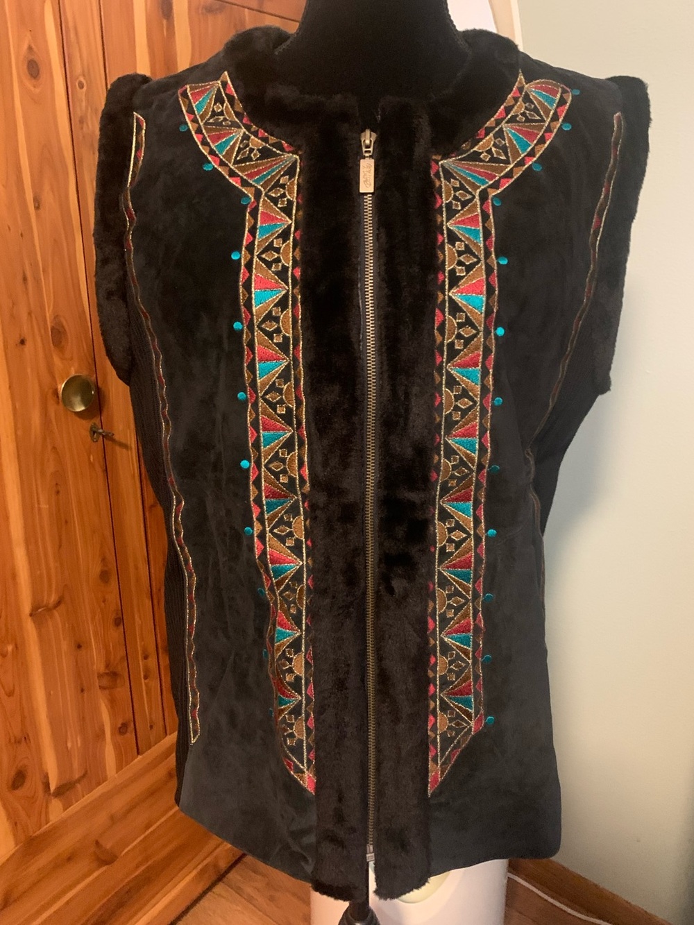 Vintage Bob Mackie Wearable Art Leather Vest